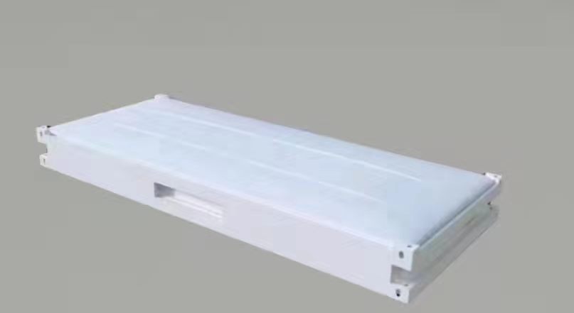 Compact folded modular unit prepared for transport